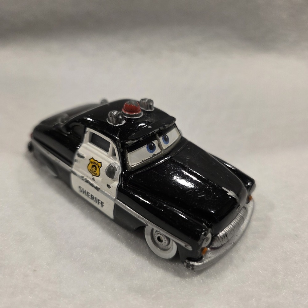 Disney Pixar Cars Sheriff Police Car 1:55 Diecast Mattel Black & White